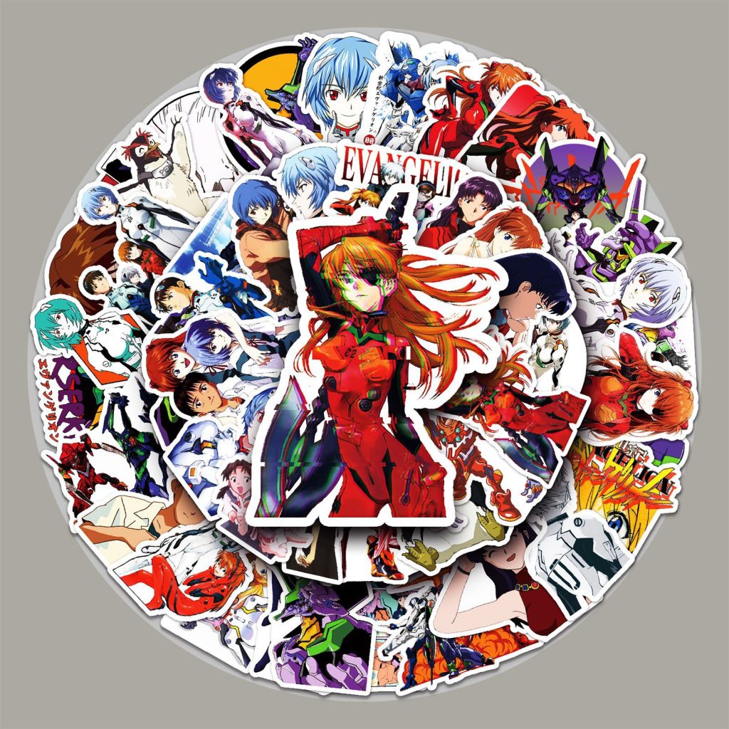 50pcs set Cartoon Anime NEON GENESIS EVANGELION EVA Asuka Ayanami Rei kawaii figure Waterproof DIY Sticker - Evangelion Store