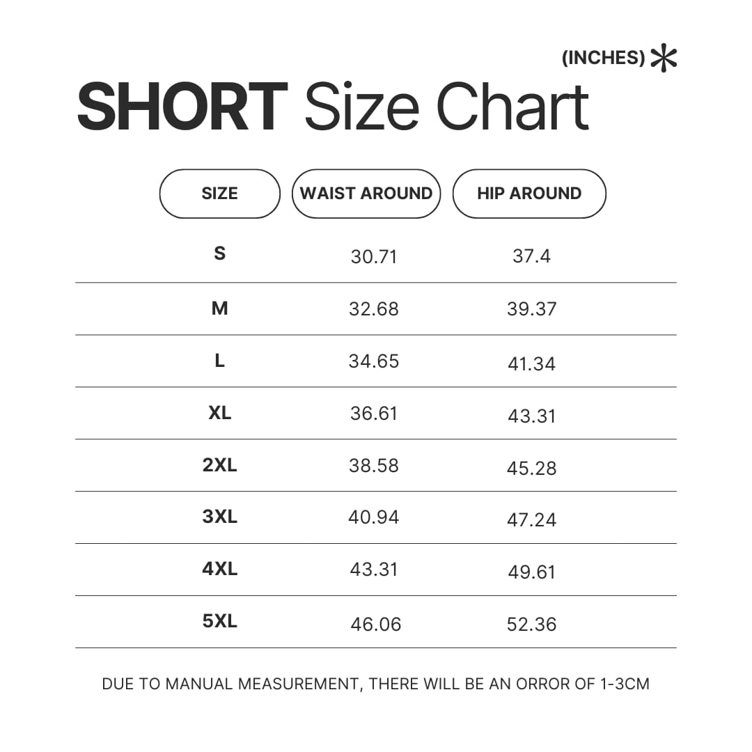 Short Size Chart - Evangelion Store