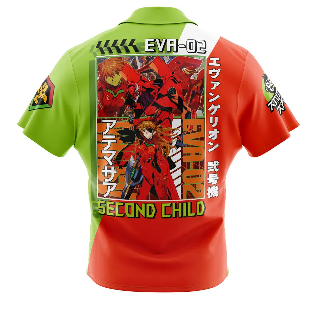 Asuka Langley Sohryu x Eva 02 NGE Short Sleeve Hawaiian Shirtt BACK Mockup - Evangelion Store