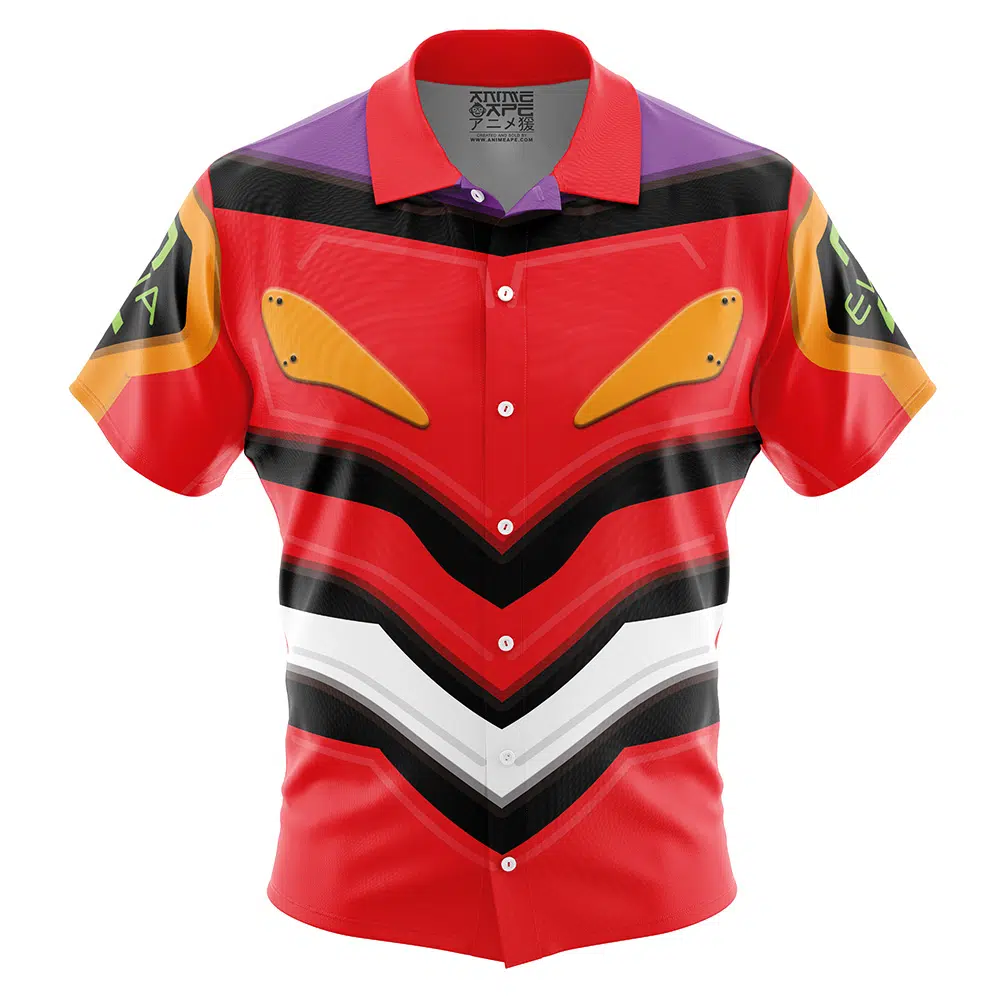 Eva 02 Evangelion Short Sleeve Hawaiian Shirt FRONT mockup - Evangelion Store