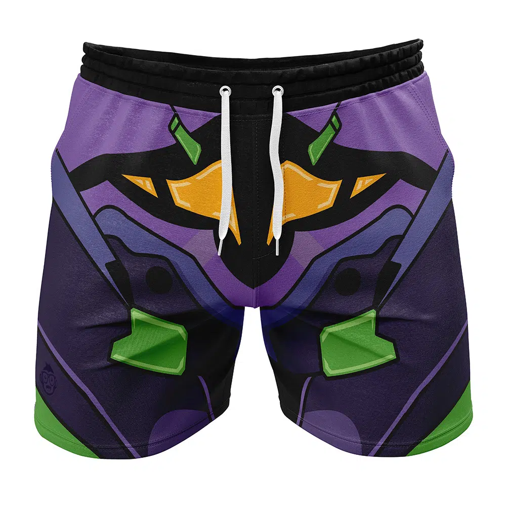 Unit 01 Neon Genesis Evangelion Gym Shorts FRONT mockup 1 - Evangelion Store