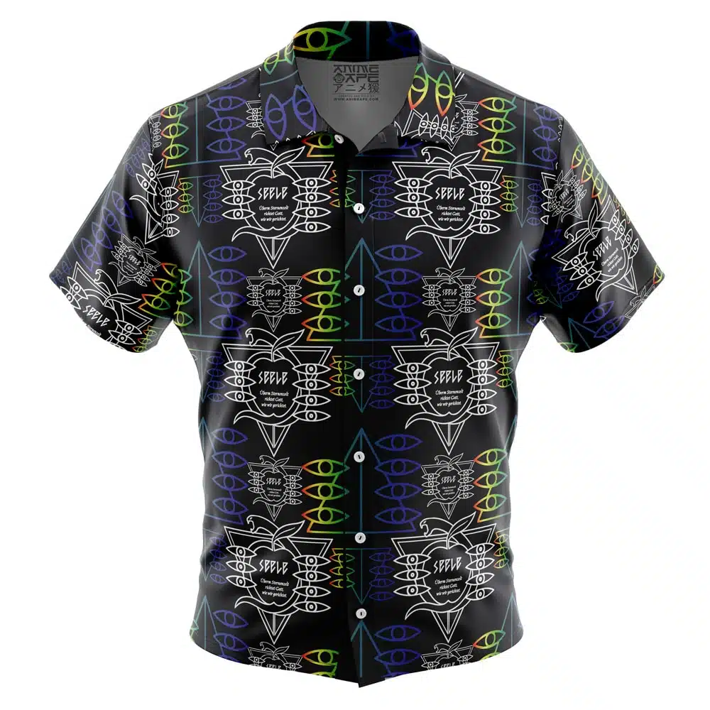 seele Button Up Hawaiian Shirt front new - Evangelion Store